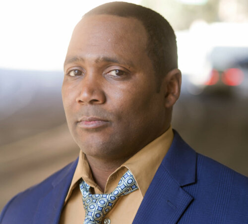 Actor Darius Cottrell in a blue suit.