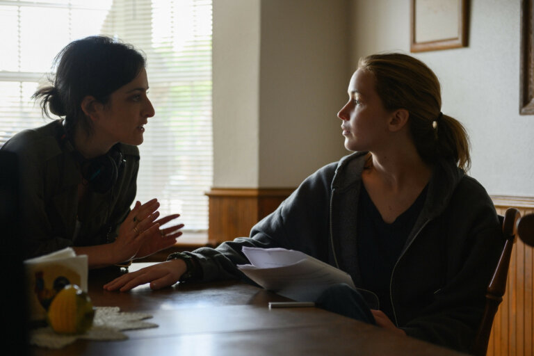 Lila Neugebauer and Jennifer Lawrence in "Causeway," premiering November 4, 2022 on Apple TV+.