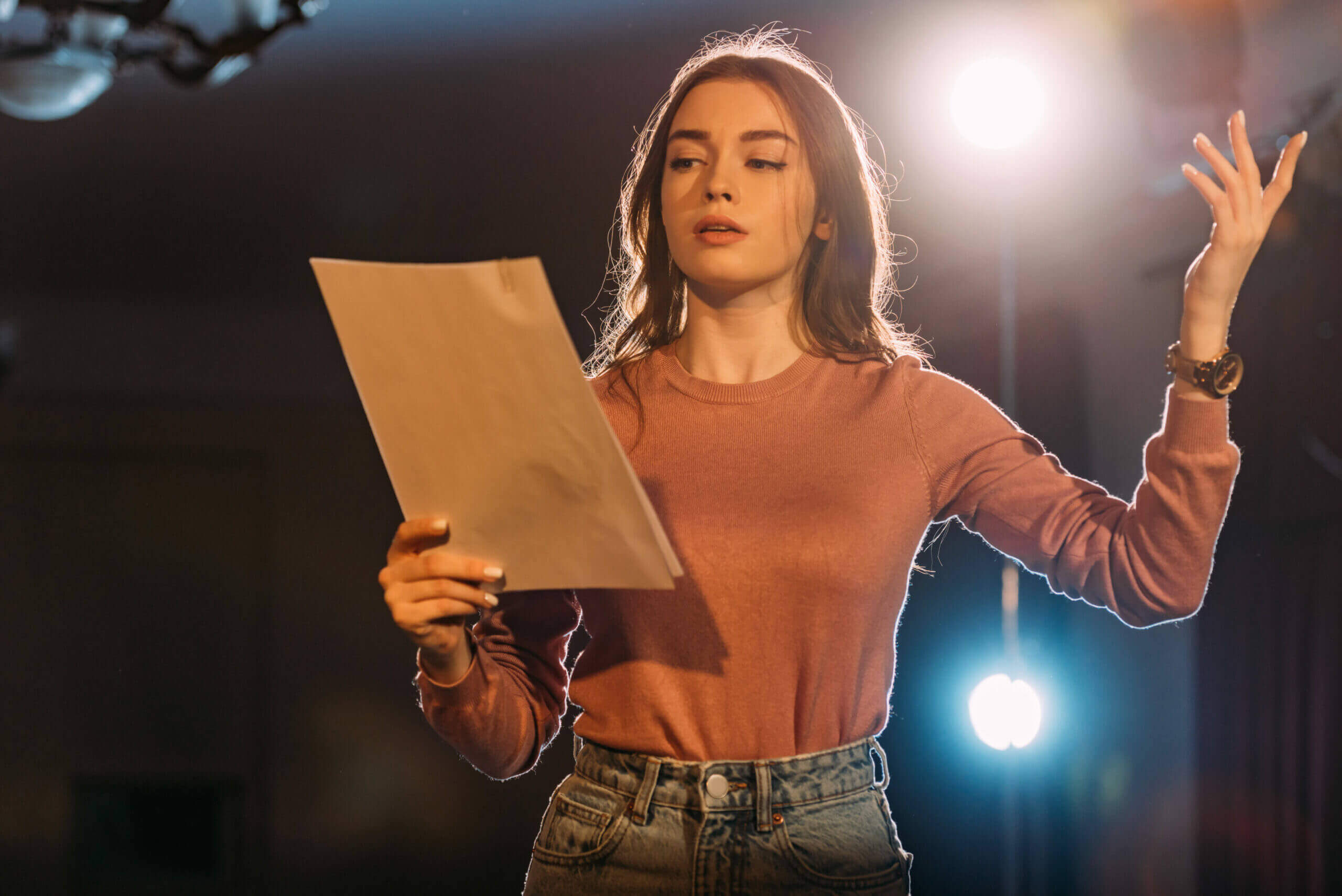 An actress taking advice on how to make her auditions easier and putting the work in to deliver an audition with confidence.