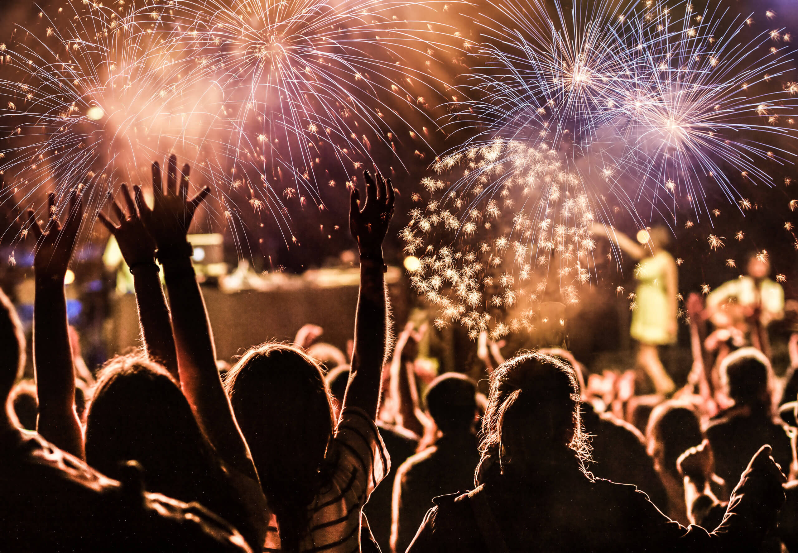 People watching fireworks show