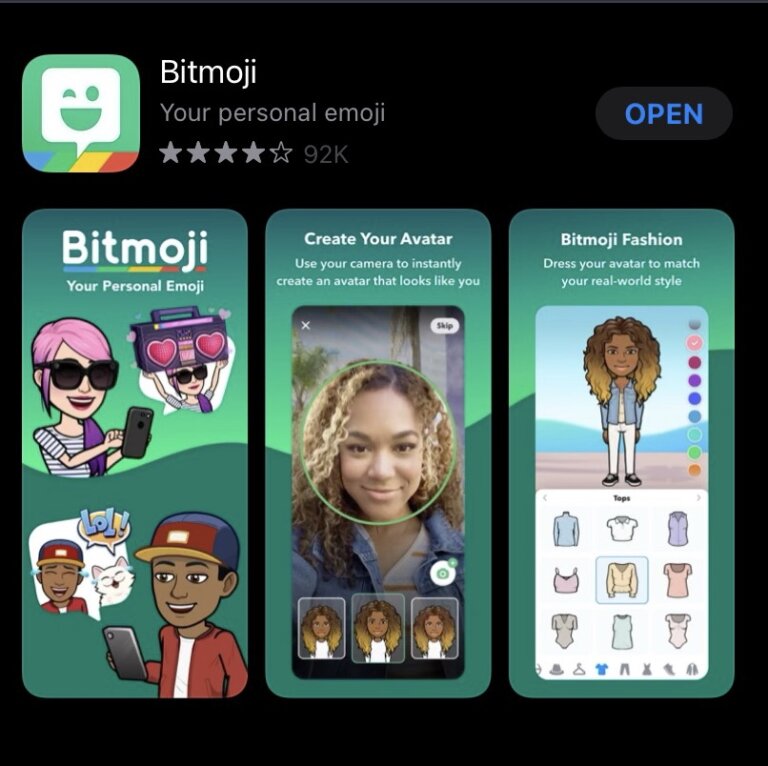 Bitmoji store screenshot.